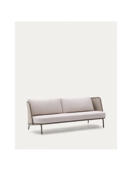 Sofá de 3 plazas de exterior Sedalis de aluminio y cuerda topo 210 cm - Kave Home