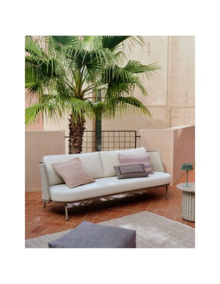 Sofá de 3 plazas de exterior Sedalis de aluminio y cuerda topo 210 cm - Kave Home