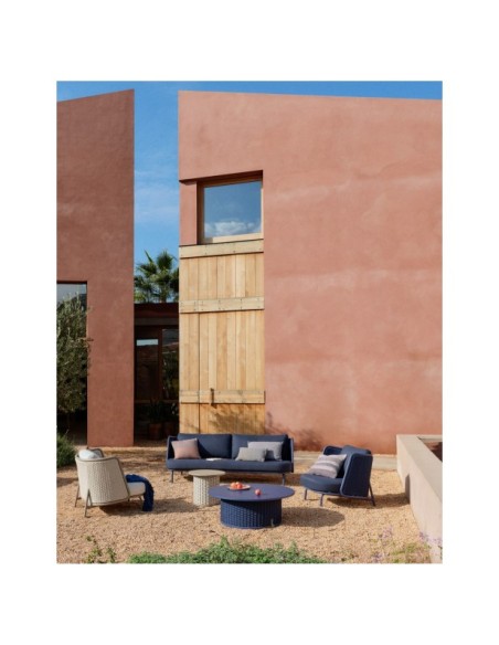 Mesa de centro de exterior Sedalis de aluminio y cuerda azul Ø99 cm - Kave Home