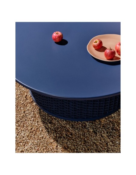 Mesa de centro de exterior Sedalis de aluminio y cuerda azul Ø99 cm - Kave Home