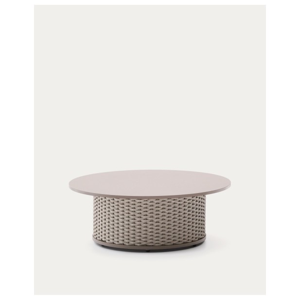 Mesa de centro de exterior Sedalis de aluminio y cuerda topo Ø99 cm - Kave Home