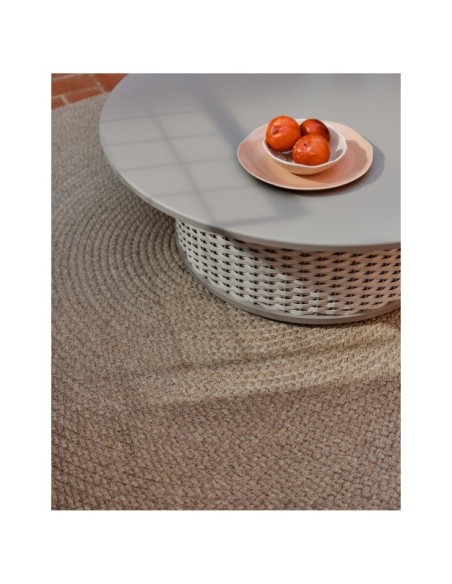 Mesa de centro de exterior Sedalis de aluminio y cuerda topo Ø99 cm - Kave Home