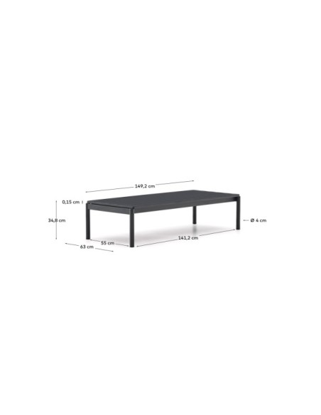 Mesa de centro Sorells de aluminio gris 63 x 144,6 cm - Kave Home