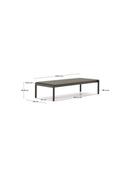 Mesa de centro Sorells de aluminio verde 63 x 144,6 cm - Kave Home