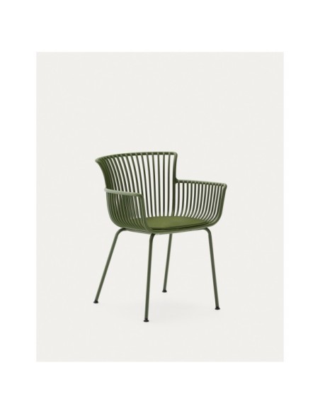 Silla de exterior Surpika con patas de acero verde - Kave Home