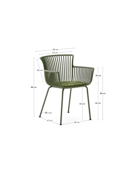 Silla de exterior Surpika con patas de acero verde - Kave Home