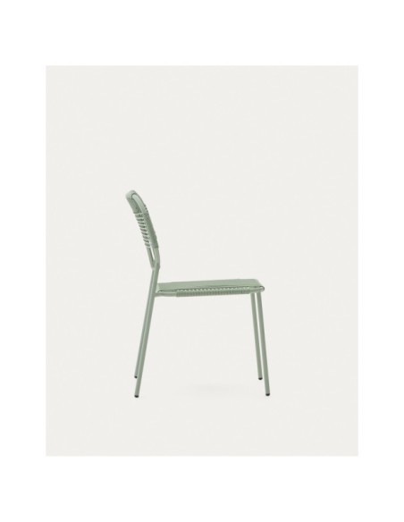 Silla de exterior apilable Talaier de cuerda sintética y acero galvanizado acabado turquesa - Kave Home