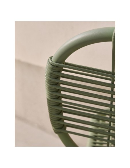 Silla de exterior apilable Talaier de cuerda sintética y acero galvanizado acabado turquesa - Kave Home
