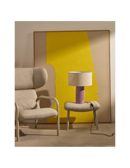 Lámpara de mesa Toneric de cerámica con acabado lila y algodón - Kave Home