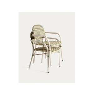 Silla apilable Tuccia de aluminio y ratán sintético verde... 2