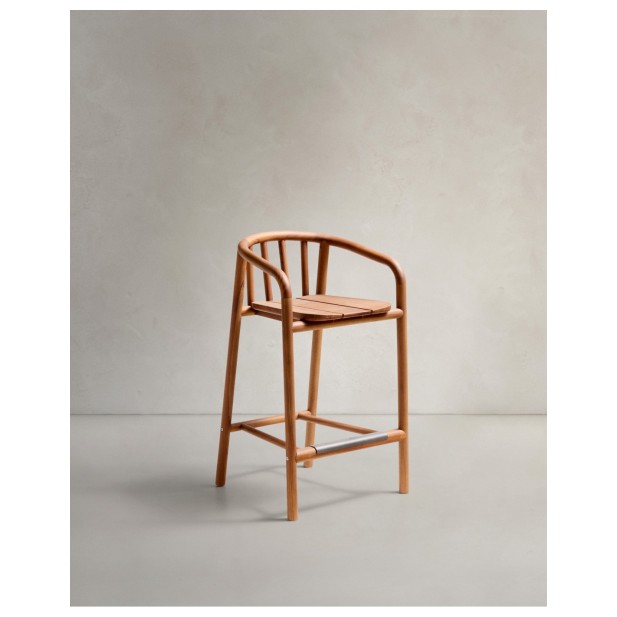 Taburete de exterior Turqueta de madera maciza de teca FSC 100% altura 65 cm - Kave Home