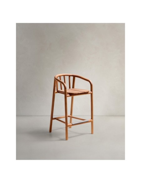 Taburete de exterior Turqueta de madera maciza de teca FSC 100% altura 65 cm - Kave Home