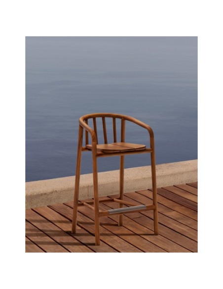 Taburete de exterior Turqueta de madera maciza de teca FSC 100% altura 65 cm - Kave Home