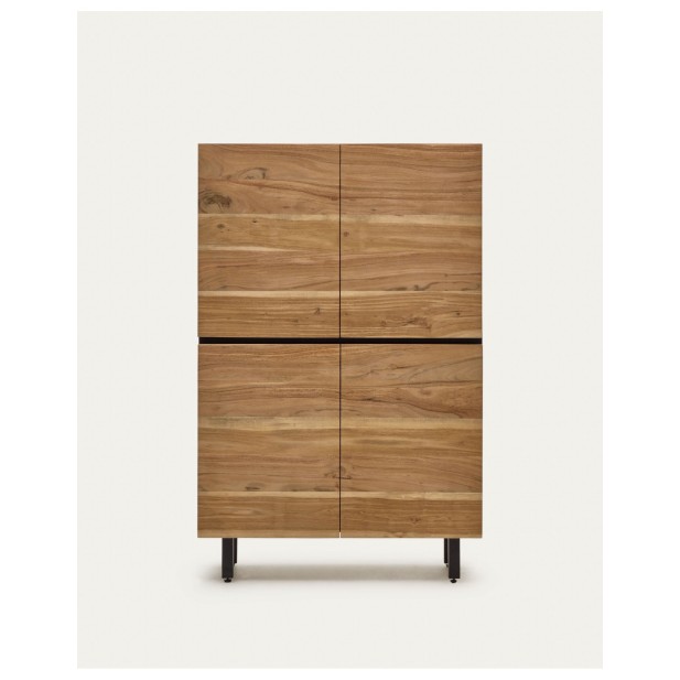Aparador Uxue 4 puertas de madera maciza de acacia con acabado natural 100 x 155 cm - Kave Home