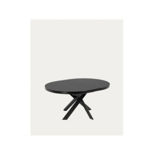 Mesa extensible redonda Vashti de cristal y patas de... 2