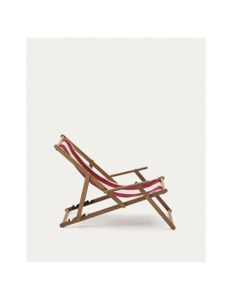 Hamaca plegable de exterior Vilara rayas granate y beige de madera maciza de acacia FSC 100% - Kave Home