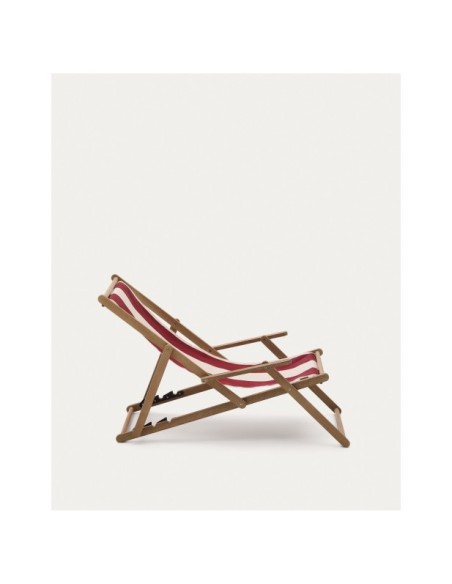 Hamaca plegable de exterior Vilara rayas granate y beige de madera maciza de acacia FSC 100% - Kave Home