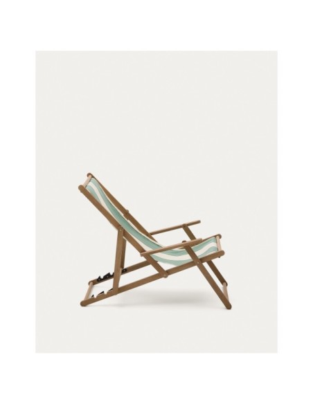 Hamaca plegable de exterior Vilara rayas verde y beige de madera maciza de acacia FSC 100% - Kave Home