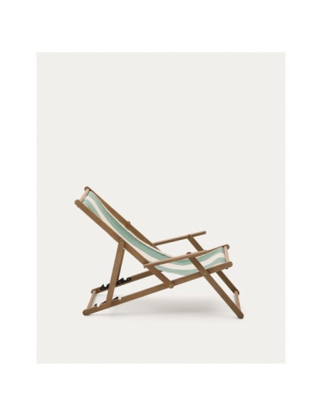 Hamaca plegable de exterior Vilara rayas verde y beige de madera maciza de acacia FSC 100% - Kave Home