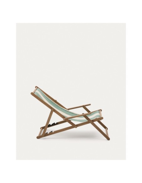 Hamaca plegable de exterior Vilara rayas verde y beige de madera maciza de acacia FSC 100% - Kave Home