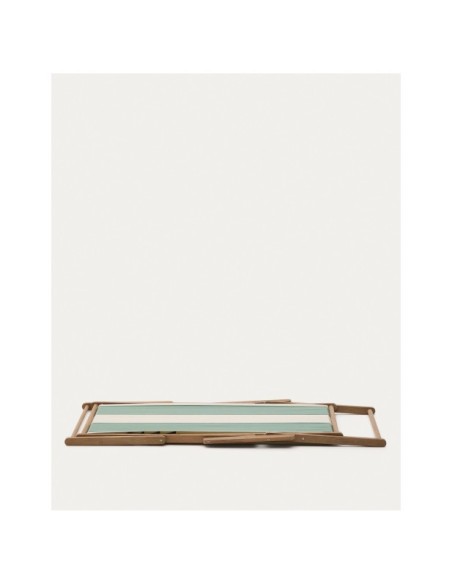 Hamaca plegable de exterior Vilara rayas verde y beige de madera maciza de acacia FSC 100% - Kave Home