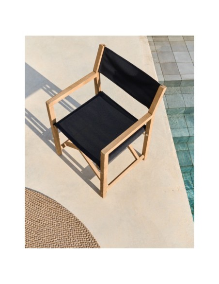 Silla plegable de exterior Vilara negro de madera maciza de acacia FSC 100% - Kave Home
