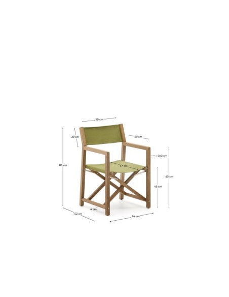 Silla plegable de exterior Vilara verde de madera maciza de acacia FSC 100% - Kave Home