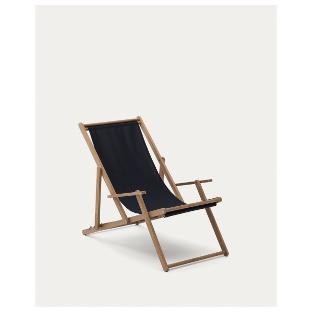 Hamaca plegable de exterior Vilara negro de madera maciza de acacia FSC 100% - Kave Home