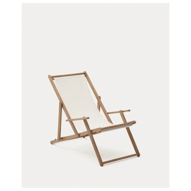 Hamaca plegable de exterior Vilara blanco de madera maciza de acacia FSC 100% - Kave Home