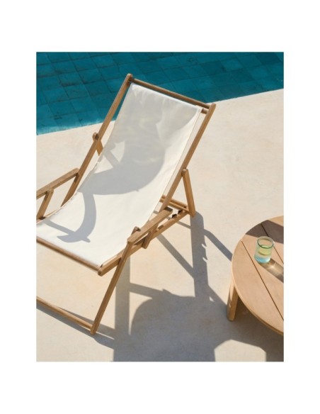 Hamaca plegable de exterior Vilara blanco de madera maciza de acacia FSC 100% - Kave Home