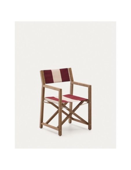 Silla plegable de exterior Vilara rayas granate y beige de madera maciza de acacia FSC 100% - Kave Home