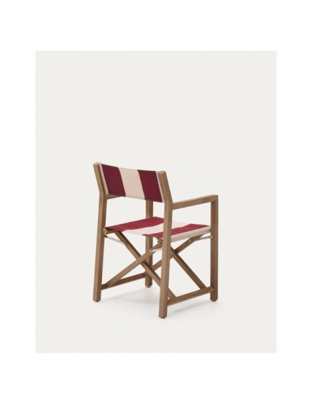 Silla plegable de exterior Vilara rayas granate y beige de madera maciza de acacia FSC 100% - Kave Home