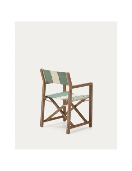 Silla plegable de exterior Vilara rayas verde y beige de madera maciza de acacia FSC 100% - Kave Home