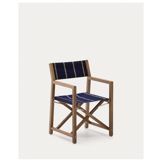 Silla plegable de exterior Vilara rayas azul y beige de madera maciza de acacia FSC 100% - Kave Home