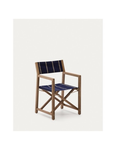Silla plegable de exterior Vilara rayas azul y beige de madera maciza de acacia FSC 100% - Kave Home