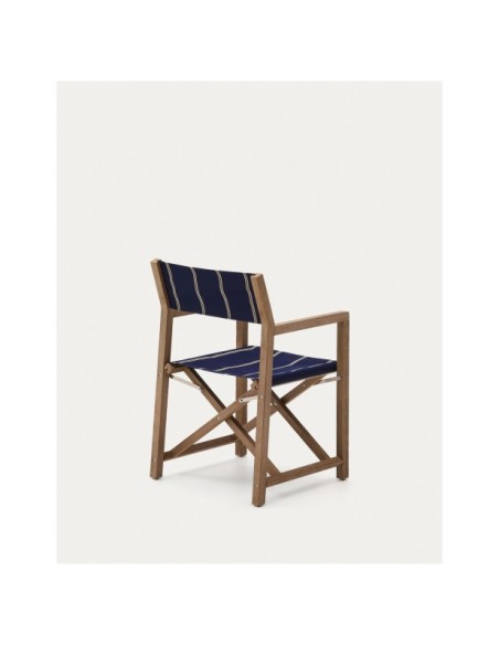 Silla plegable de exterior Vilara rayas azul y beige de madera maciza de acacia FSC 100% - Kave Home