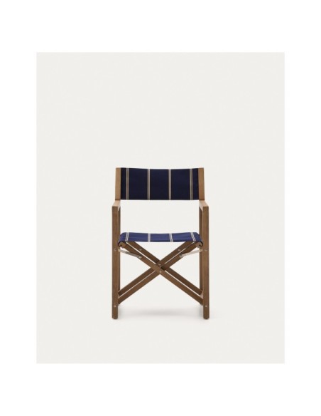 Silla plegable de exterior Vilara rayas azul y beige de madera maciza de acacia FSC 100% - Kave Home