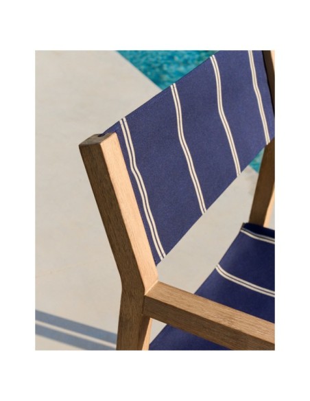 Silla plegable de exterior Vilara rayas azul y beige de madera maciza de acacia FSC 100% - Kave Home