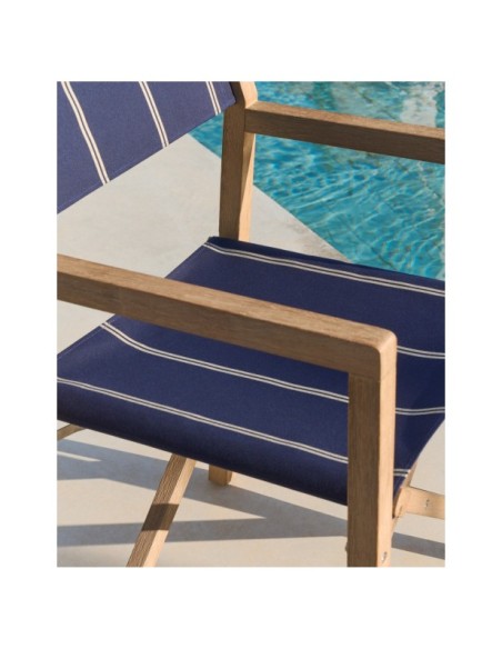 Silla plegable de exterior Vilara rayas azul y beige de madera maciza de acacia FSC 100% - Kave Home