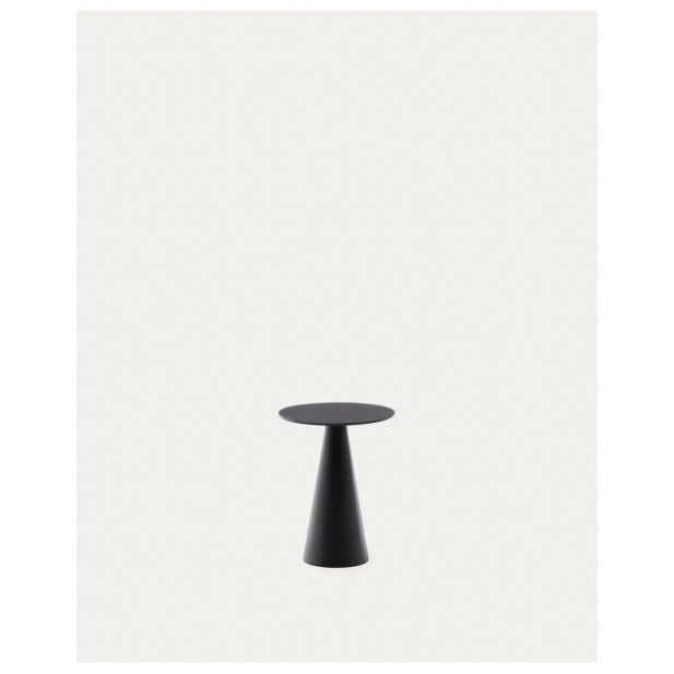Mesa auxiliar Wilshire cristal templado glaseado y acero acabado pintado negro mate Ø30cm - Kave Home