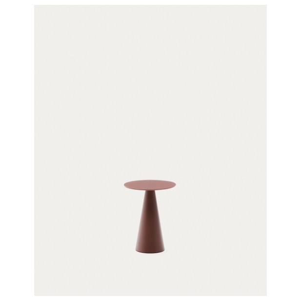 Mesa auxiliar Wilshire cristal templado glaseado y acero acabado pintado terracota mate Ø30cm - Kave Home