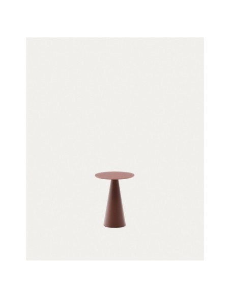 Mesa auxiliar Wilshire cristal templado glaseado y acero acabado pintado terracota mate Ø30cm - Kave Home