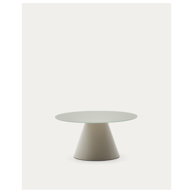Mesa de centro Wilshire cristal templado glaseado y acero acabado pintado gris mate Ø80cm - Kave Home