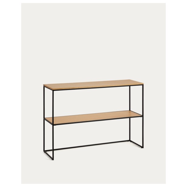 Consola Yoana de chapa de roble y estructura de metal pintado negro 120 x 80 cm - Kave Home