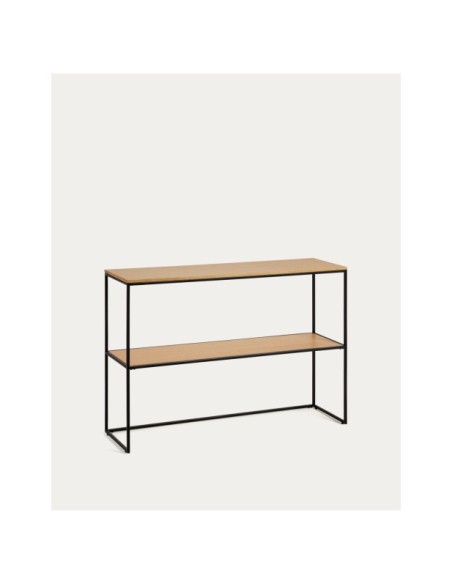 Consola Yoana de chapa de roble y estructura de metal pintado negro 120 x 80 cm - Kave Home