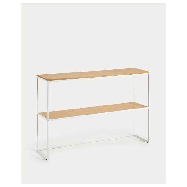 Consola Yoana de chapa de roble y estructura de metal blanco 120 x 80 cm - Kave Home