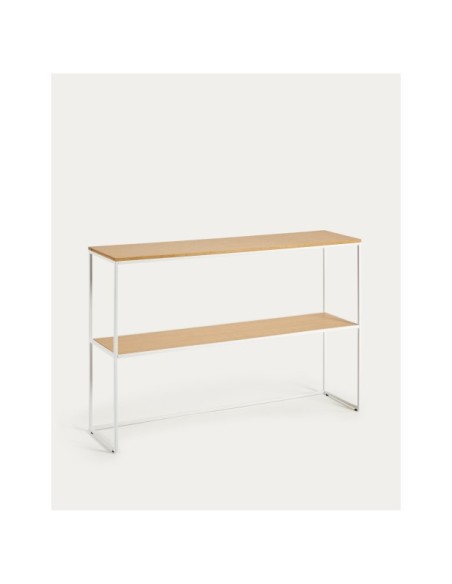 Consola Yoana de chapa de roble y estructura de metal blanco 120 x 80 cm - Kave Home