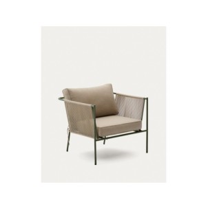 Butaca de exterior Zivia de cuerda crudo y acero...