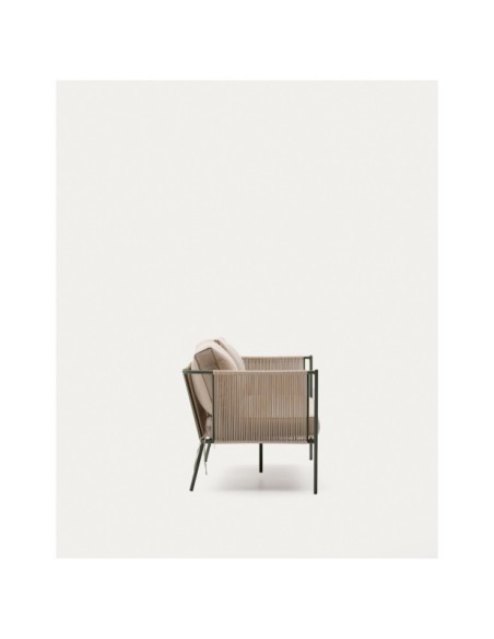 Sofá 2 plazas de exterior Zivia de cuerda crudo y acero galvanizado verde 178 cm - Kave Home