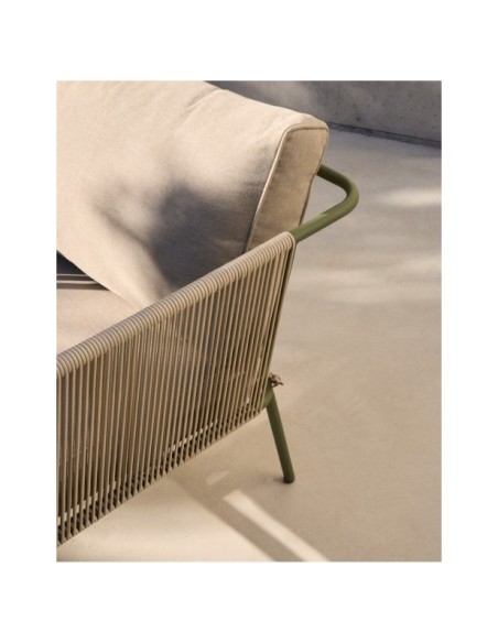 Sofá 2 plazas de exterior Zivia de cuerda crudo y acero galvanizado verde 178 cm - Kave Home